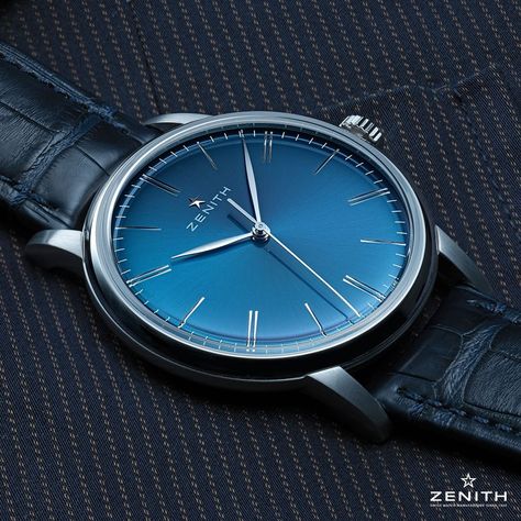 Zenith Watches on Instagram: “#EliteClassic: The purest expression of Zenith’s chronometric legacy, the Elite Classic in a 39mm steel case and blue sunray-patterned…” Zenith Elite Classic, Zenith Watches, Men's Watches, Jaeger Watch, Omega Watch, Pure Products, Pattern, On Instagram, Blue