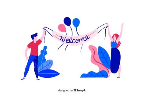 Flat design colorful characters welcomin... | Free Vector #Freepik #freevector #business #people #design #technology Travel Humor Quotes, Welcome Post, Colorful Characters, Web Design Mobile, Welcome Design, Photography Apps, Illustration Ideas, Graphic Editing, Animation Design