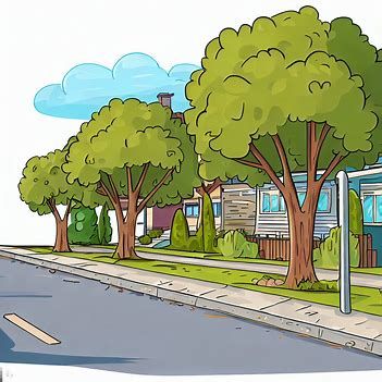 one side of a street in a neighborhood with a sidewalk and trees that look happy cartoon style - Image Creator from Microsoft Bing Comic Setup, Neighborhood Drawing, Sidewalk Drawing, Cartoon Street, Street Cartoon, Cartoon Ideas, Cartoon Trees, Cartoon House, Happy Cartoon