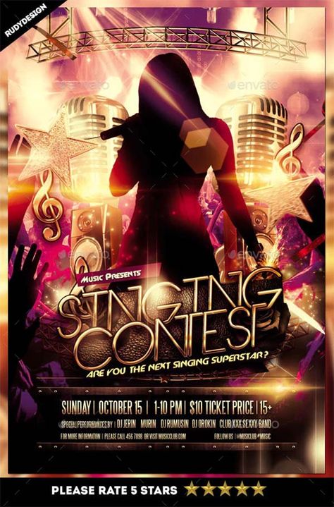 Talent Show Flyer, Dance Flyer, Karaoke Mic, Contest Poster, Show Flyer, Singing Contest, Singing Competition, Music Competition, Bobby Singer