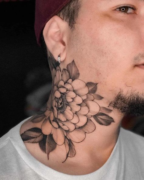 Side Neck Tattoo For Guys, Hood Neck Tattoo For Guys, Flower Neck Tattoo, Tattoos Neck, Small Neck Tattoos, Side Neck Tattoo, Neck Tattoos Women, Back Of Neck Tattoo, Neck Tattoo For Guys