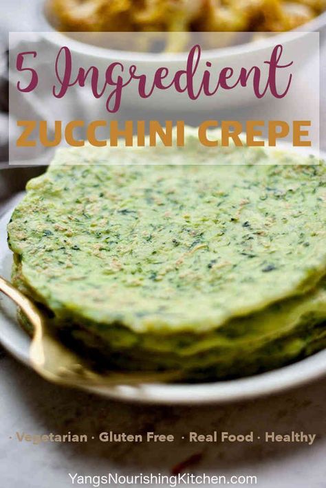 #crepe #glutenfree #zucchini Are you wondering what to do with all the zucchini coming out of the garden? This 5 ingredient gluten free zucchini crepe is a perfect recipe to use those zucchinis in a creative way. I may be biased, but let me tell you - these are the best savoury gluten free crepes, as well as an awesome recipe with hidden vegetables for the picky eaters. Gluten Free Crepe, Loaded Recipes, Gluten Free Crepes Recipe, Paleo Zucchini, Gluten Free Crepes, Healthy Flour, Keto Breakfasts, Crepe Recipe, Gf Food