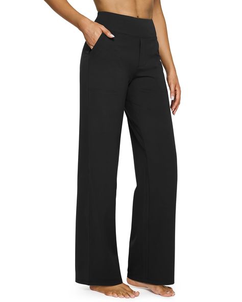 2024 New Women's High Waist Stretch Casual Yoga Wide Leg Pants(Buy 2 F Yoga Dress Pants, Straight Sweatpants, Yoga Dress, Sweatpants Style, Casual Sweatpants, Fits Women, Pants With Pockets, Style Maxi Dress, Stretch Dress