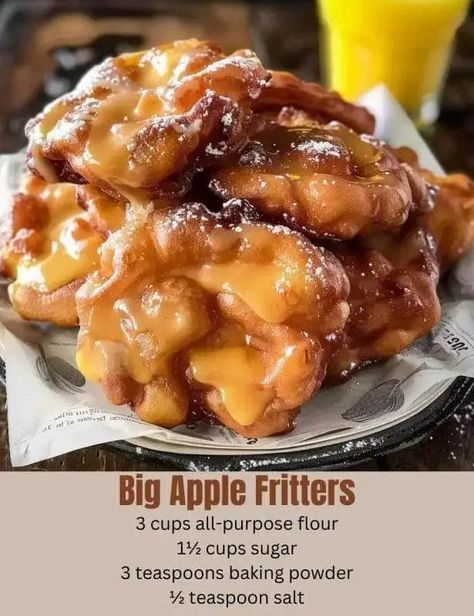 Fried Apple Fritters, Baked Apple Fritters, Lemon Cream Cheese Bars, Fried Apple, Cream Cheese Pasta, Cookie Cake Pie, Apple Fritter, Apple Pie Spice, Fried Apples