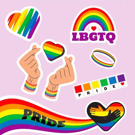 Premium Vector | Pride lgbtq sticker set symbols set in rainbow color pride flag heart peace rainbow love freedom symbols gay pride month flat design signs isolated Freedom Symbols, Pride Month Stickers, Lgbtq Stickers, Gay Pride Month, Peace Symbols, Pride Quotes, Pride Art, Symbols Of Freedom, Month Stickers