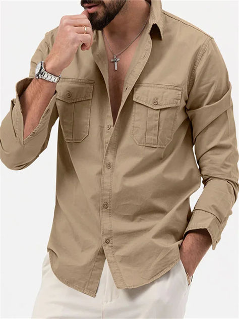 Pattern: solid color
Color: black, khaki, gray, army green, white
Product Category:Shirt
Suitable for the crowd: teenagers
Size:S,M,L,XL,XXL,XXXL Best Casual Shirts, Costume Africain, Collar Shirt Men, Cargo Shirts, Safari Style, Mens Cargo, Mode Masculine, Mens Khakis, Pocket Shirt