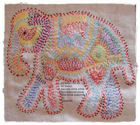 Running Stitch Embroidery, Sashiko Patterns, Elephant Embroidery, Hand Piecing, Embroider Ideas, Kantha Sarees, Kantha Embroidery, Embroidery Sampler, Sashiko Embroidery