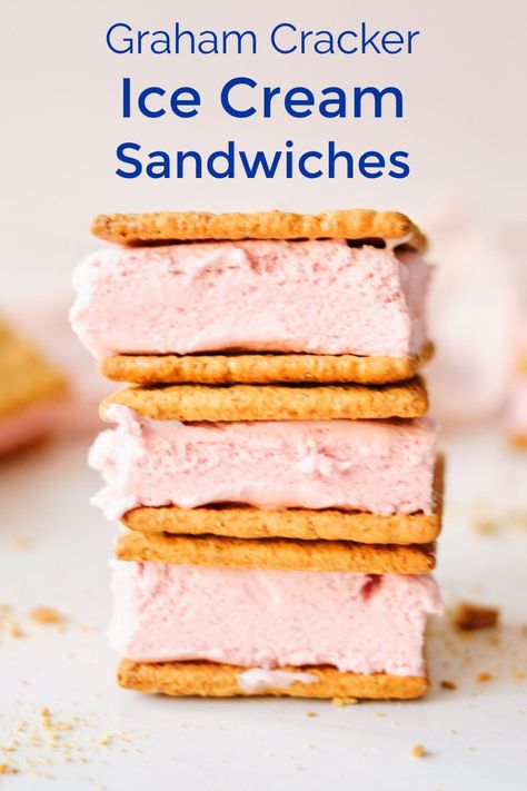 It's easy to treat yourself and your family to a homemade graham cracker ice cream sandwich, when you follow this simple recipe. Graham Cracker Ice Cream Sandwich, Graham Cracker Recipes Desserts, Graham Cracker Ice Cream, Homemade Ice Cream Bars, Diy Ice Cream Sandwiches, Graham Cracker Cookie Dough, Cracker Sandwiches, Graham Cracker Dessert, Ice Cream Sandwich Recipe