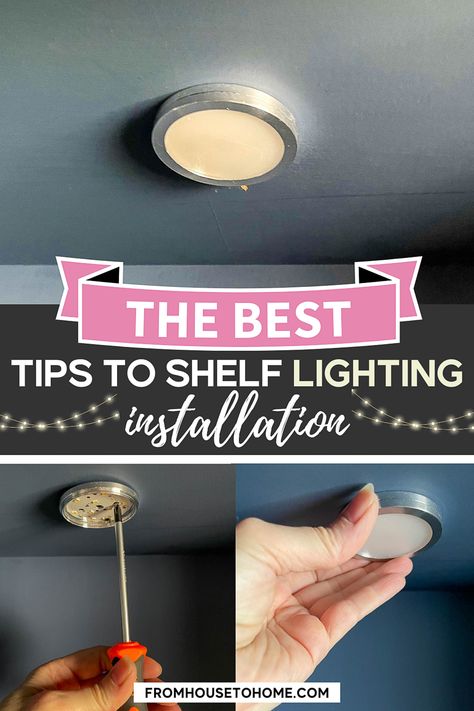 If you're wondering how to add elegance to your room, this easy tutorial on how to install shelf lighting using puck lights might help! It is not as hard as you might think! Shelf Lights, Diy Glam Decor, Under Shelf Lighting, Diy Decorating Ideas, Lights Diy, Sewing Room Storage, House To Home, Christmas Organization, Diy Ceiling