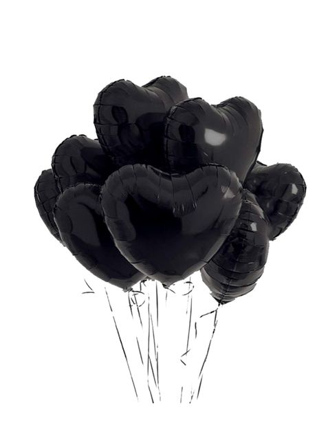 Black    Aluminum  Balloons Embellished   Event & Party Supplies Black Balloons Aesthetic, All Black Birthday, Black Party Aesthetic, All Black Birthday Party Decoration, Black Heart Balloons, Goth Party Decorations, Black Birthday Party Aesthetic, All Black Party Theme, Black Birthday Theme