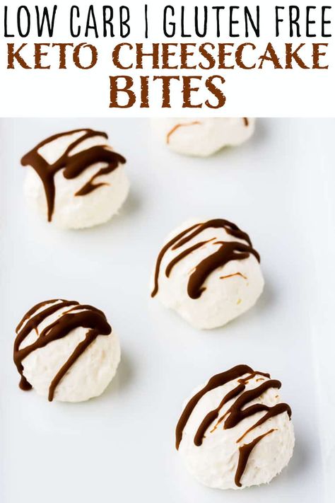 Keto Cheesecake Bites - made with just 4 ingredients and with only 1 net carb per serving, these delicious little bites let you indulge your sweet tooth and enjoy dessert again! | #dlbrecipes #cheesecakebites #ketocheesecakebites #ketodessert Protein Cheesecake Bites, Low Carb Cheesecake Bites, No Bake Keto Cheesecake, Keto Cheesecake Bites, Low Carb Mexican Food, Chocolate Cheesecake Bites, Keto No Bake Cheesecake, Frozen Cheesecake, Sugar Free Cheesecake