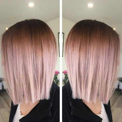 Corte. Rosa. Gold Ombre Hair, Rose Gold Hair Ombre, Gold Hair Colors, Hair Color Rose Gold, Lob Hairstyle, Rose Gold Hair, Ombre Hair Color, Hair Color And Cut, Gold Hair