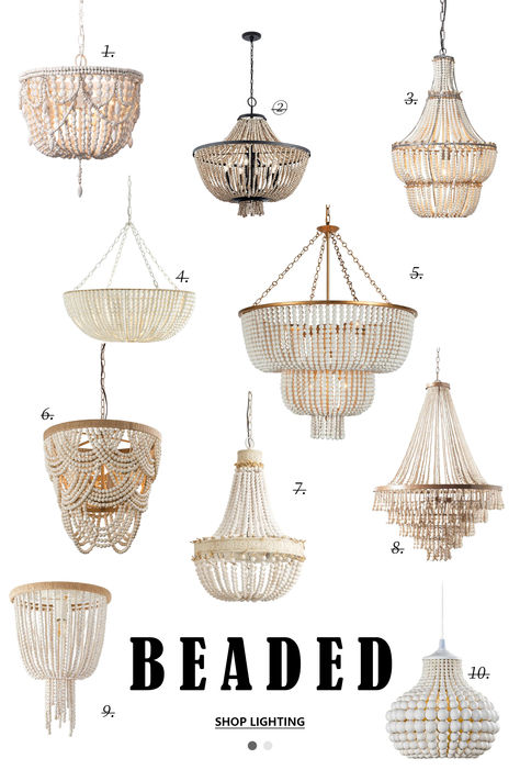 Beaded chandeliers have the power to exude both organic beauty and glamorous sophistication, depending on the materials and finishes used. The graceful strands of beads cascading and sweeping down the fixture give it a contemporary edge. Beaded Light Fixture, Wooden Bead Chandelier, Trends For 2024, Chandelier Bedroom, Beaded Chandelier, Algarve, Organic Beauty, Wooden Beads, New Trends