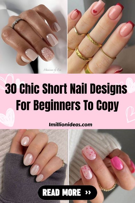 Long nails are pretty, but they can also be costly and inconvenient. The more practical choice would be short nails with cute… Very Short Nail Designs Gel, Short Nails Biab, Biab Nails Short, Short Biab Nails, Nail Designs For Beginners, Biab Nails, Wide Nails, Short Nail, Short Nail Designs