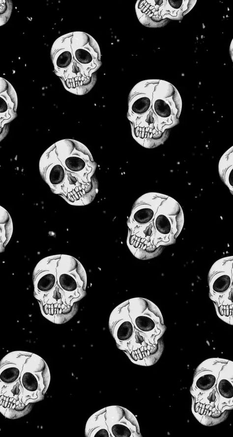 Black wallpaper with white skulls. Black And White Skull Aesthetic, Skulls Aesthetic, Bathroom Collage, Black And White Wallpaper Iphone, Collage Pictures, Aaron Johnson, Gothic Wallpaper, Airbrush App, Aesthetic Filter