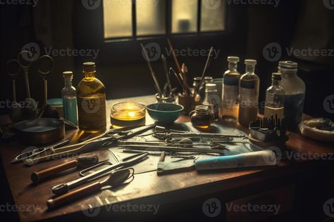 Medical equipment surgery at hospital of the past, old medicine. . Old Medicine, Land Scapes, At Hospital, Old Hospital, Logo Banners, Medical Equipment, Marketing Design, Custom Illustration, Custom Branding