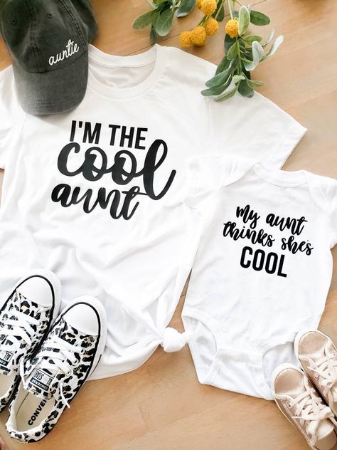 Are you The cool aunt that wants to match with your niece then this these tees are perfect for you guys. Adult Tee 4.2 oz.(US) 7 oz.(CA), 100% airlume combed and ringspun cotton, 32 singles Ash is 99/1 airlume combed and ringspun cotton/polyester Retail fit Unisex sizing Coverstitched collar and sleeves Shoulder-to-shoulder taping Side seams Child tee 4.5 oz. 100% combed ringspun cotton fine jersey Ash is 98/2 combed ringspun cotton/polyester Heather is 93/7 combed ringspun cotton/polyester CVC Aunt And Niece Matching Clothes, Cute Aunt And Niece Shirts, Auntie And Me Shirts, Matching Auntie And Niece Shirts, Matching Aunt And Nephew Shirts, Auntie Niece Shirts, Aunt Nephew Shirts, Aunt And Baby Matching Shirts, Aunt Shirts For Babies