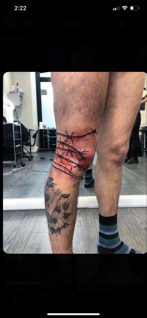 Wire Knee Tattoo, Barb Wire, Knee Tattoo, Tattoos, Quick Saves