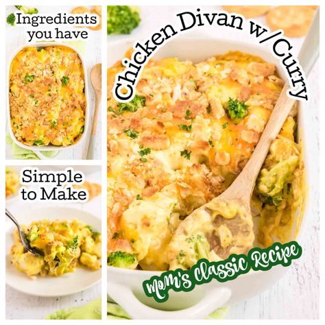 Chicken Curry Casserole Broccoli, Chicken Divan Casserole With Curry, Chicken Divan Healthy, Chicken Divan With Curry Powder, Curry Chicken Divan, Curry Chicken Casserole Recipes, Chicken Devine Recipe With Curry, Chicken Devan Curry, Campbells Chicken Divan Recipe