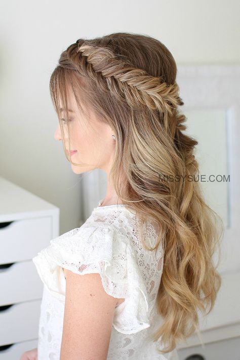 Dutch Fishtail Topsy Tail Braid | MISSY SUE Braid Hairstyles Front View, Missy Sue Hairstyles, Topsy Tail Braid, Down Hairstyles With Braids, Dutch Fishtail, Topsy Tail, Missy Sue, Fishtail Hairstyles, Tail Braids