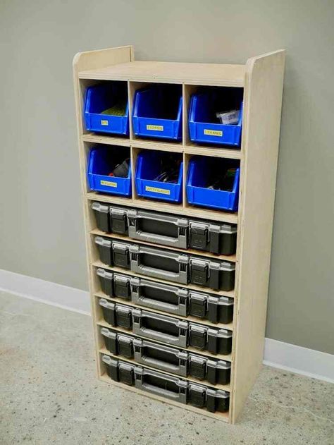 Small Parts Organizer » Rogue Engineer Ivar Regal, Parts Organizer, Small Parts Organizer, Bedroom Decorating Ideas, Free Plans, Organization Planning, Diy Small, Organization Solutions, Workshop Storage