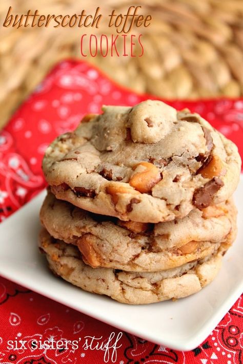 Butterscotch Toffee Cookies Butterscotch Toffee Cookies, Butterscotch Toffee, Toffee Cookie Recipe, Graham Cracker Toffee, Butterscotch Recipes, Applesauce Cookies, Butter Pecan Cake, Butterscotch Cookies, Cracker Toffee