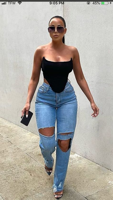 Boyfriend Jeans And Heels Outfit, Jeans And Crop Top Outfit Black Women, Size 12 Black Women Outfits, Boyfriend Jeans Outfit Summer Classy, Corset And Jeans Outfit Black Women, Boyfriend Jeans Outfit Black Women, Fair Outfit Ideas Black Women, Jeans Outfit Black Women, Jean Outfit Black Women