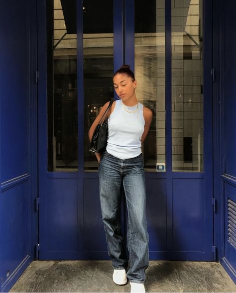 @louannsaliou Instagram Jewelry, Paris Mode, Tank Top Outfits, Neue Outfits, Mode Inspo, Fashion Streetwear, Basic Outfits, Mode Vintage, Looks Style