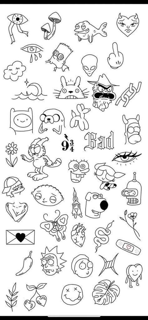 Inch Size Tattoo, Fine Line Minimalist Tattoo Sleeve, Cool Tiny Drawings, Tattoo Designs Easy To Draw, Outline Tattoo Ideas Men, Small Outline Tattoo Men, Small Tattoos For Men Easy, Small 90s Tattoo, Cool Doodle Tattoos