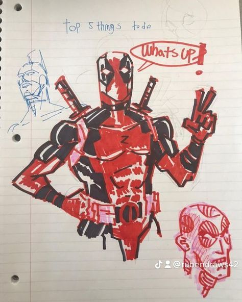 Deadpool Drawing Easy, Deadpool Drawing, Deadpool Spiderman, Spiderman Venom, Deadpool Art, Deadpool And Spiderman, Siluete Umane, Marvel Fan Art, Marvel Deadpool