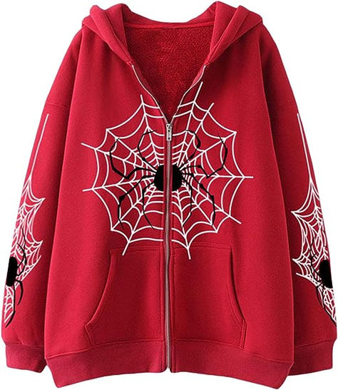 Web Spider, Zippered Sweater, Fashion Hoodies, Hooded Coat, Zip Up Hoodie, Casual Sweatshirt, Spider Web, Hoodie Fashion, Halloween Decorations