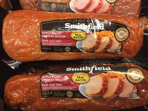 Applewood Bacon Pork Tenderloin, Smithfield Applewood Bacon Pork Loin, Applewood Smoked Bacon Pork Loin, Bacon Pork Loin, Tenderloin Crockpot, Pork Loin Pulled Pork, Pork Loin Oven, Pork Loin Crock Pot Recipes, Filet Recipes