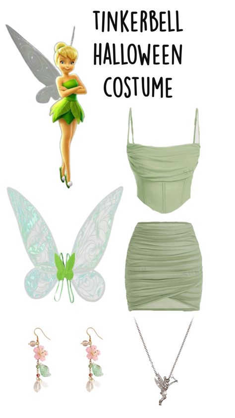 Cute Tinkerbell Costume, Outfit Festa, Tinkerbell Halloween, Tinkerbell Halloween Costume, Tinkerbell Costume, Tinker Bell Costume, Cute Group Halloween Costumes, Group Halloween Costumes, Tinker Bell