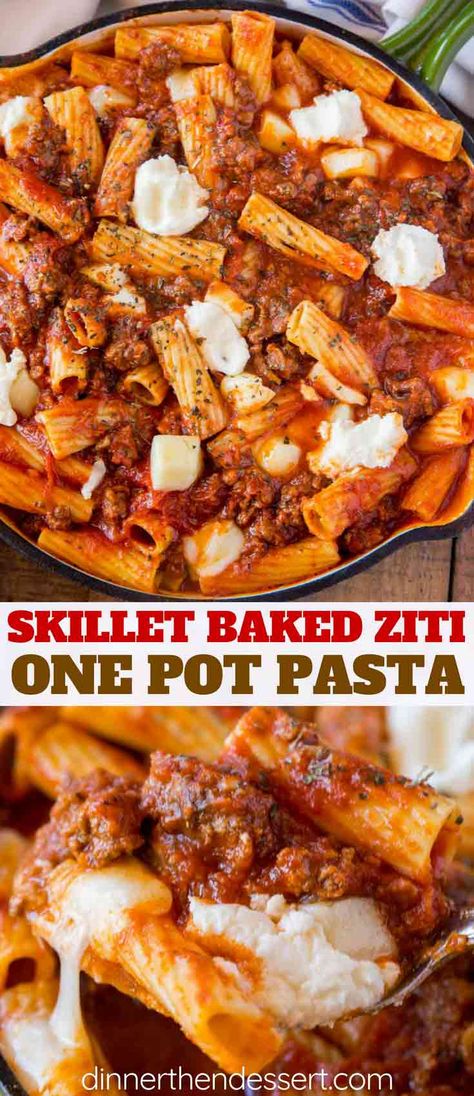 Cheesy Ziti, Electric Skillet Recipes, Dinner Then Dessert, Pot Food, Ziti Recipes, Easy Skillet Meals, Skillet Pasta, Weekly Dinner, Iron Skillet Recipes