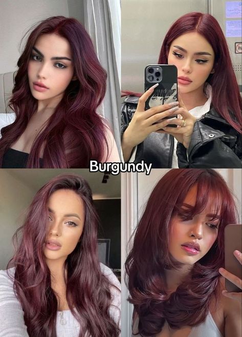 Hair Color Ideas For Autumn Skin, Winter Palette Hair Color, Deep Red Hair Colour, Deep Winter Red Hair, Deep Red Balayage Hair, Marron Hair Color, Winter Red Hair Color, Hair Color For Deep Winter, Deep Winter Hair Color Ideas