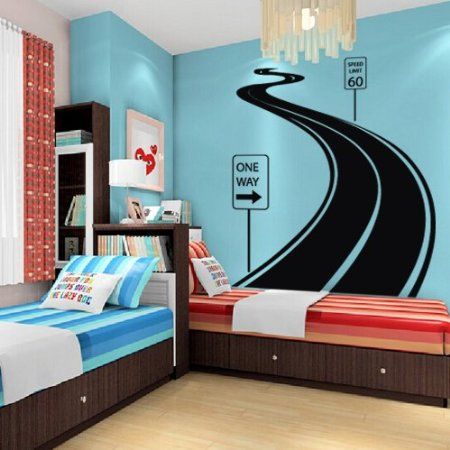 Large Wall Decal Vinyl Sticker Decals Art Decor Design Road Track Car Band Traffic Sign Nursery Kids Gift (M1424) Race Car Bedroom, Car Themed Bedrooms, Large Wall Decals, Theme Beds, Traffic Sign, Cars Room, Car Bedroom, Bedroom Murals, Kids Bedding Sets