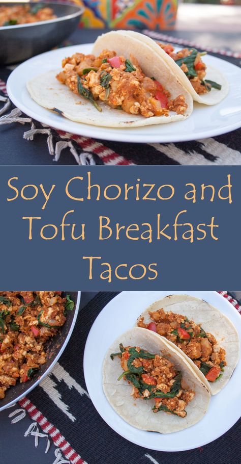 Soy Chorizo and Tofu Breakfast Tacos (vegan, gluten free) - These vegan tacos are spicy and satisfying. They are a perfect way to start your day! Soy Chorizo, Tofu Breakfast, Chorizo Breakfast, Chorizo And Potato, Chorizo And Eggs, Best Breakfast Casserole, Chorizo Recipes, Drink Inspiration, Breakfast Tacos