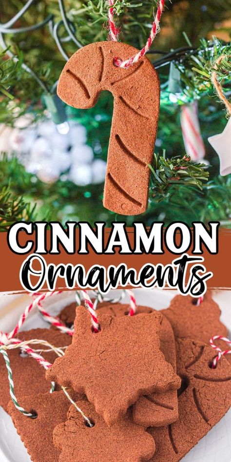 Cinnamon Homemade Ornaments, No Bake Gingerbread Ornaments, Spice Ornaments Diy, Easy Cinnamon Ornaments For Kids, Cinnamon Xmas Ornaments, Cinnamon Decorations Christmas, Apple Cinnamon Ornaments, Homemade Cinnamon Ornaments Recipe, Cinnamon Gingerbread Ornaments