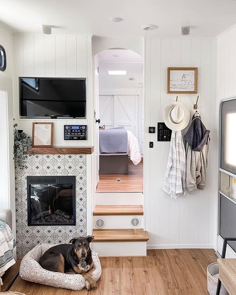 This renovated Forest River 5th Wheel has been completely transformed by @rvingdogsandwine #rvrenovation #5thwheel #rvrenovators #campermakeover #rvinspiration #rvinteriorideas #glamping #glampercamper #happyglamper #rvdesigner #styleonwheels #tinyhome #rvremodel #modernrv #cozyonwheels #rvflippers #rvreno #customRV #rvreno #modernRV #fifthwheel Renovated Rv, Glamper Camper, Rv Interior Remodel, Tiny House Camper, Camper Trailer Remodel, Rv Renovation, Diy Camper Remodel, Rv Makeover, Trailer Living