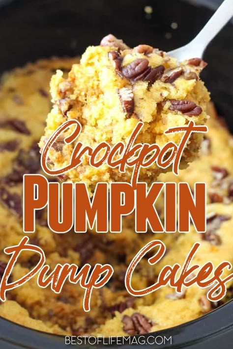 Crockpot Pumpkin Dessert, Desserts Crockpot, Dump Cake Crockpot, Crockpot Cake Recipes, Cakes For Halloween, Crockpot Pumpkin, Crockpot Cake, Pumpkin Dump Cake Recipe, Pumpkin Crockpot