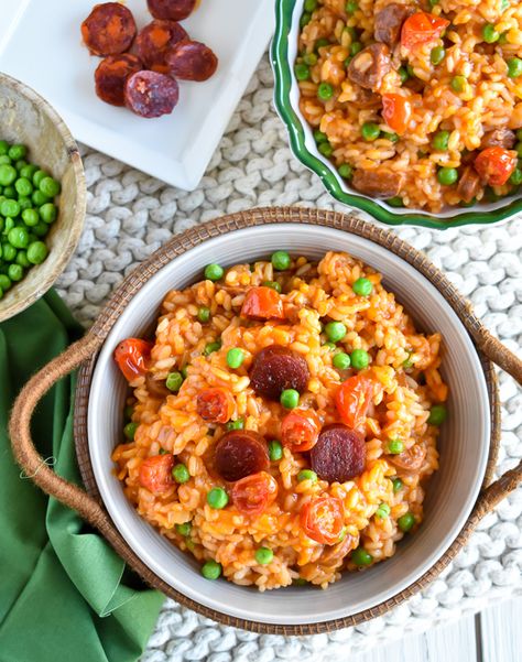 Chorizo & Tomato Risotto Risotto Recipes Chorizo, Chorizo Risotto Recipes, Risotto Chorizo, Chicken And Chorizo Risotto, Cheesy Risotto, Chorizo Risotto, Aga Recipes, Filet Mignon Chorizo, Spanish Chorizo