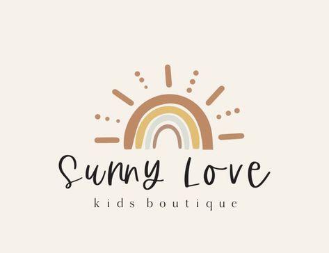 Kids Clothing Logo, Daycare Logo Design, Kindergarten Logo, Sunshine Logo, Daycare Logo, Fun Logo, Sun Logo, Rainbow Logo, Childcare Center