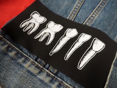 Occult Teeth Patch - punk patch, goth patch, molars, witch, sew on patch, horror patch, Gothic, skull, wisdom tooth, patches for jackets Gothic Patches, Wisdom Tooth, Patches For Jackets, Patch Ideas, Goth Clothes, Punk Patches, Battle Jacket, Gothic Skull, Sew On Patch