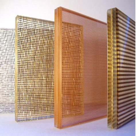 Fabric mesh #laminatedglass for interior decoration  Processing: tempered glass，laminated glass，fabric laminated glass  Glass thickness: 5mm-19mm  Film thickness: 0.38mm and multiple of 0.38mm Dragon Glass, Wired Glass, Verre Design, Glass Balustrade, Glass Brick, Laminated Glass, Glass Partition, Copper Glass, Material Textures