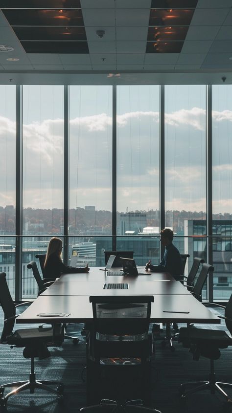 Office Meeting View: Two professionals engaged in a discussion at a modern office conference room with a cityscape background. #office #meeting #cityscape #professionals #discussion #conference #modern #building #aiart #aiphoto #stockcake https://ayr.app/l/sBSY Corporate World Aesthetic, Office Meeting Aesthetic, Business Professional Aesthetic, Meeting Room Aesthetic, Work Meeting Aesthetic, Corporate Aesthetic, Office Photoshoot, Hotel Conference Rooms, Executive Meeting