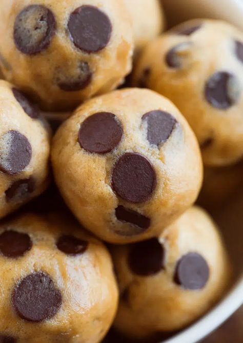 Cookie Dough Balls - Chocolate Covered Katie Chocolate Chip Cookie Dough Balls, Oatmeal Fudge Bars, Healthy Snack Recipe, Eggless Cookie Dough, No Bake Cookie Dough, Chocolate Covered Katie, Carrot Bread, Healthy Cookie Dough, Healthy Chocolate Chip Cookies