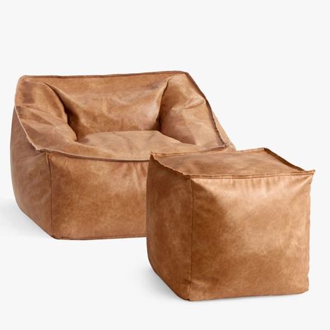 Moroccan leather pouf