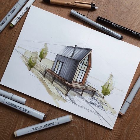 @tiny_house_ideas on Instagram: “Stunning drawings of tiny homes by the extremely talented @art.shi !🏠 . To find out more about the tiny house movement, check out my…” Tiny House Sketch, Tony Home, Home Sketch, Architecture Sketches, House Sketch, Tiny House Movement, Architecture Sketch, Tiny Homes, Tiny House