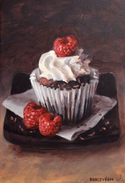 korczu.deviantart.com | Cupcake Cake Acrylic Painting, Dessert Painting, Art Dessert, Pastel Desserts, Food Paintings, Cake Painting, Desserts Drawing, Food Art Painting, Dessert Illustration