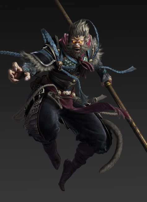 ArtStation - ASURA_11, yang qi917 Son Wukong, Monkey Tattoos, King Tattoos, Pencak Silat, Monkey Art, Sun Wukong, Journey To The West, King Art, Monkey King